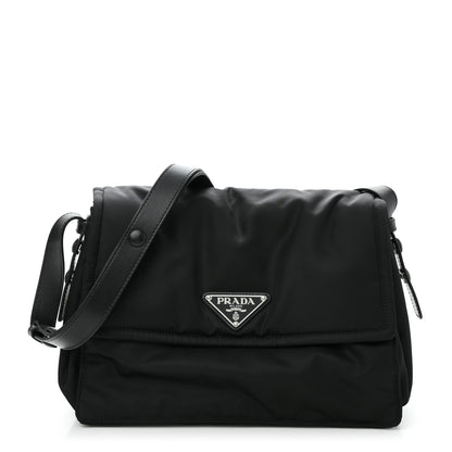Prada Re-Nylon Vitello Padded Large Flap Shoulder Bag Black 1 of 9