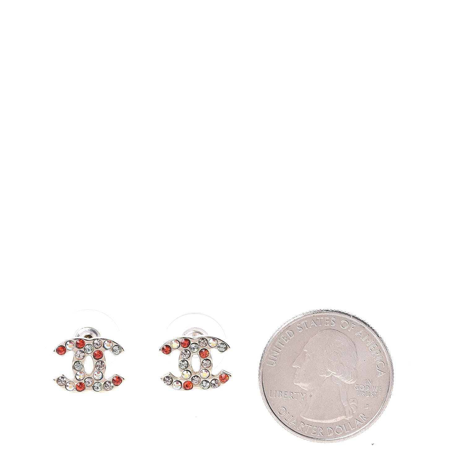 Chanel Crystal CC Earrings Light Gold Multicolor 2 of 4
