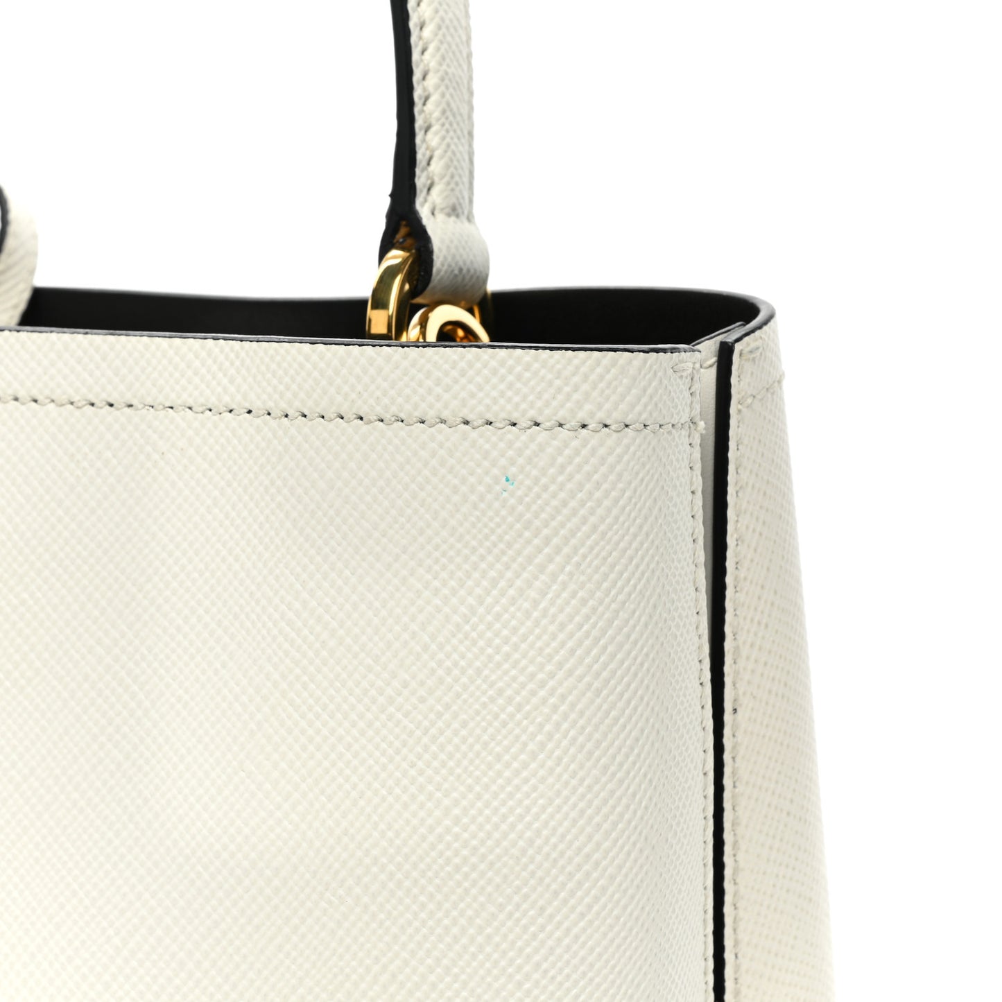 Saffiano Cuir Medium Panier Bucket Bag Bianco Black