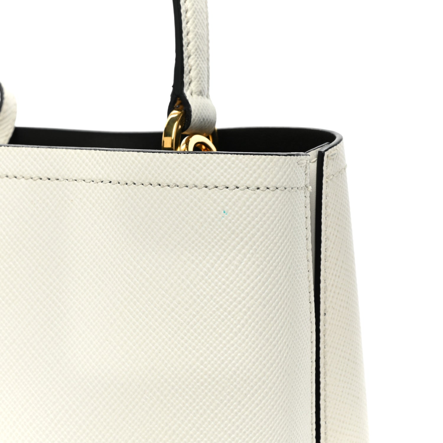 Prada Saffiano Cuir Medium Panier Bucket Bag Bianco Black 13 of 15