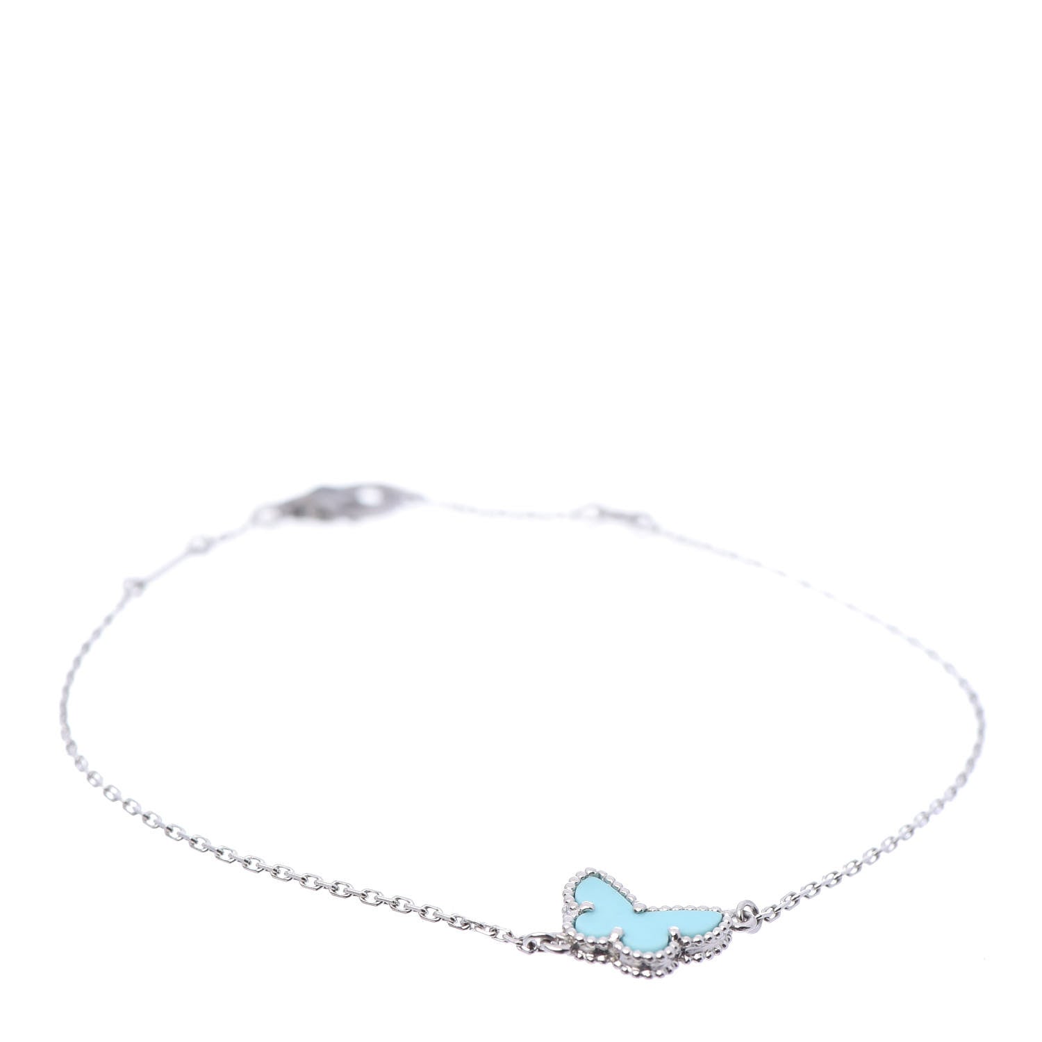 Van Cleef & Arpels 18K White Gold Turquoise Sweet Alhambra Butterfly Bracelet 1 of 7