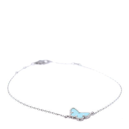 Van Cleef & Arpels 18K White Gold Turquoise Sweet Alhambra Butterfly Bracelet 1 of 7