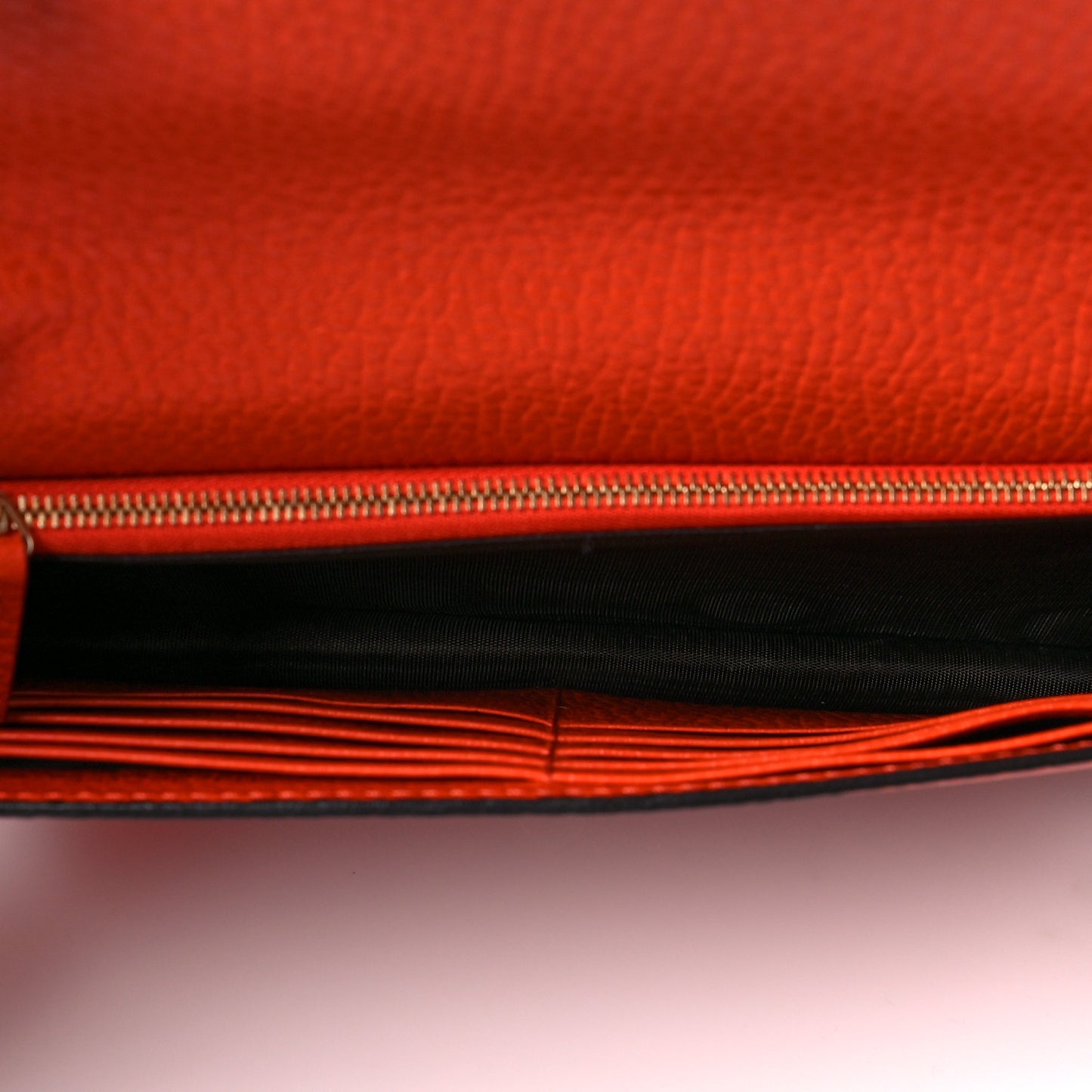Dollar Calfskin Medium Betty Chain Wallet Sun Orange
