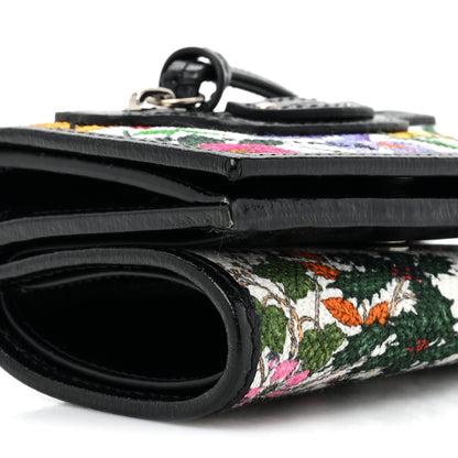 Balenciaga X GUCCI Canvas Azalea Calfskin Flora Logo Print Neo Classic Wallet White Multicolor Black 10 of 12