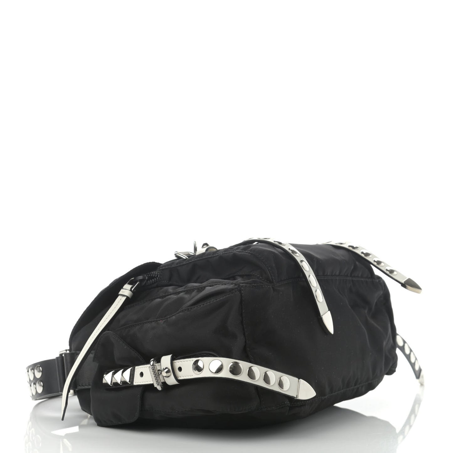 Nylon New Vela Studded Messenger Black White