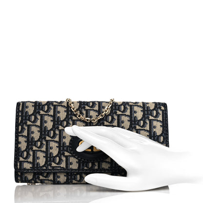 Christian Dior Oblique Chain Long Wallet Blue 2 of 9