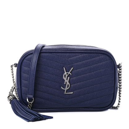 Saint Laurent Grain De Poudre Matelasse Monogram Mini Lou Camera Bag Denim 1 of 4