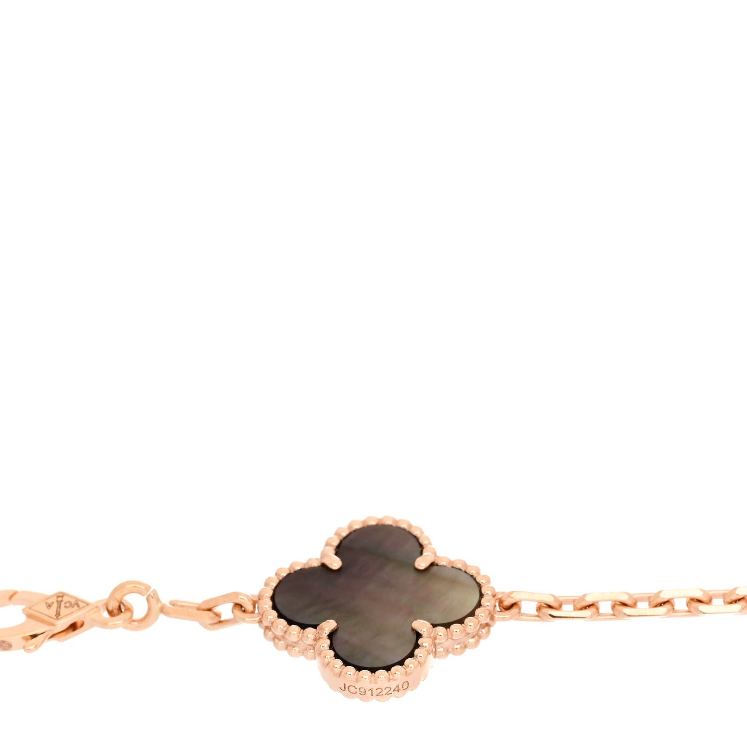 Van Cleef & Arpels 18K Rose Gold Diamond Gray Mother of Pearl 5 Motifs Vintage Alhambra Bracelet 4 of 4