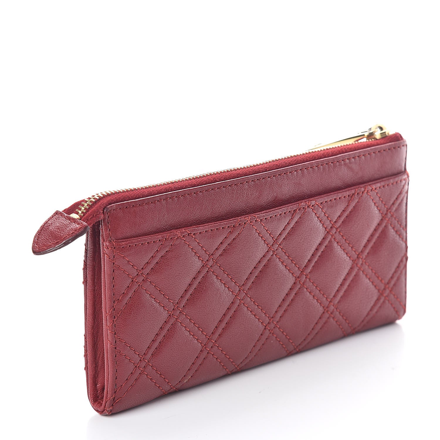Marc Jacobs Lambskin Quilted Zip Clutch Wallet Poppy 3 of 7