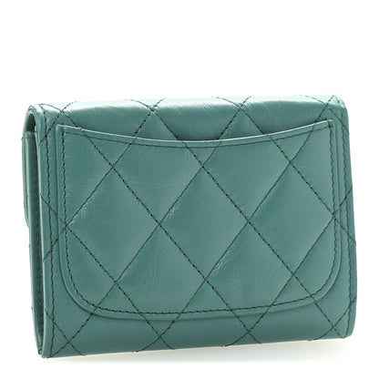 Chanel Aged Calfskin Quilted Reissue Card Holder Wallet Green 3 of 9