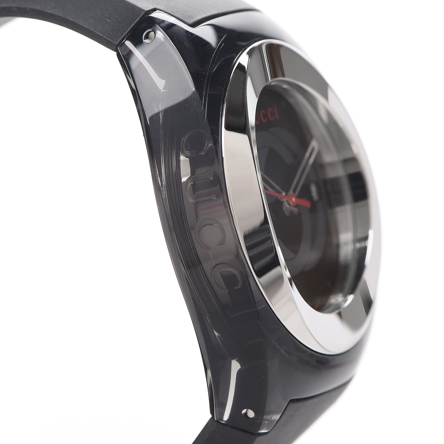 Gucci Stainless Steel Rubber 46mm Sync Web Quartz Watch Black 5 of 5