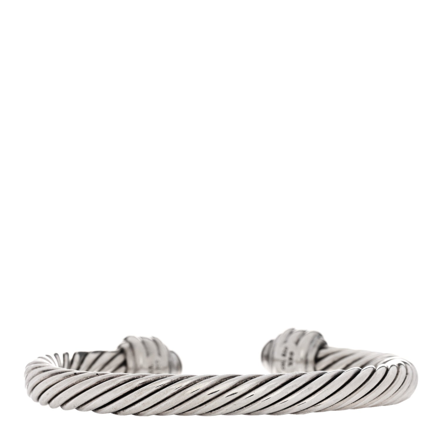 David Yurman Sterling Silver 18K White Gold Diamond 7mm Cable Classics Bracelet 2 of 3