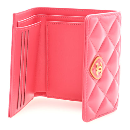 Chanel Lambskin Plexiglass Quilted Coco Love Compact Flap Wallet Pink 5 of 7