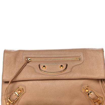 Balenciaga Chevre Gold Metallic Edge Hardware Envelope Clutch Tomette 6 of 10