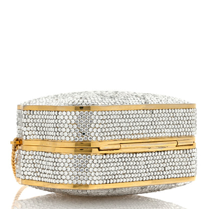 Judith Leiber Swarovski Crystal Minaudiere Clutch Gold Silver 5 of 10