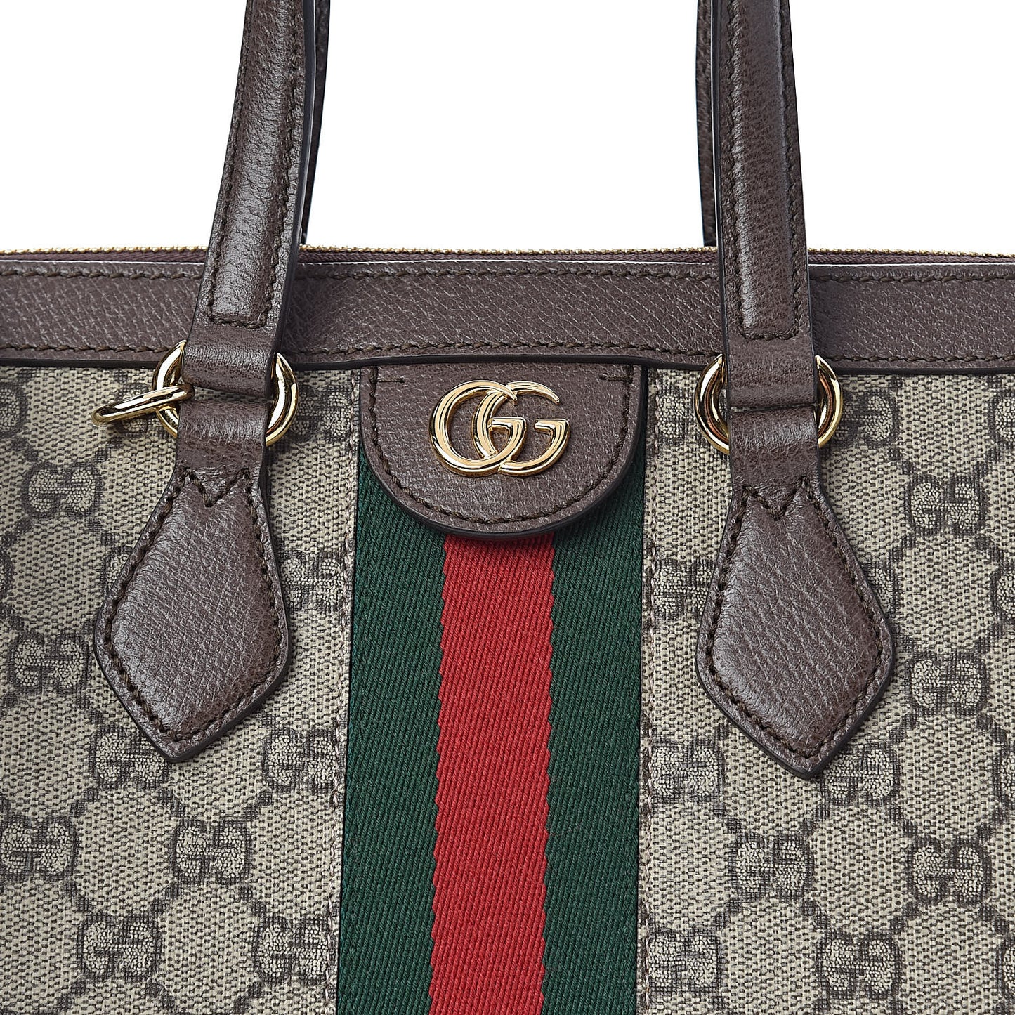 GG Supreme Monogram Web Medium Ophidia Tote Bag Brown