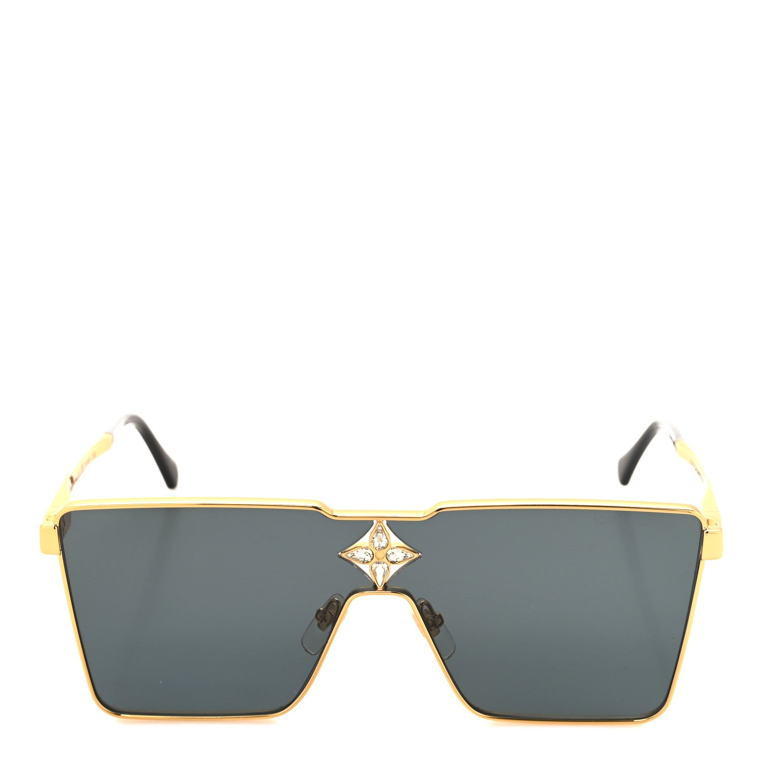 Louis Vuitton Acetate Swarovski Crystal Cyclone Sunglasses Z1700U Gold 2 of 8
