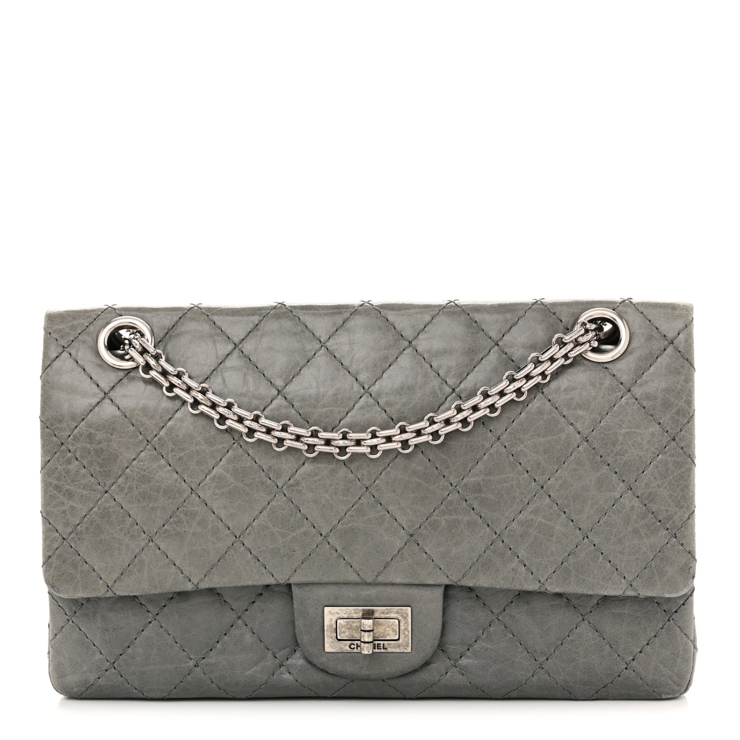 Aged Calfskin Quilted 50th Anniversary 2.55 Reissue Flap 225 Grey