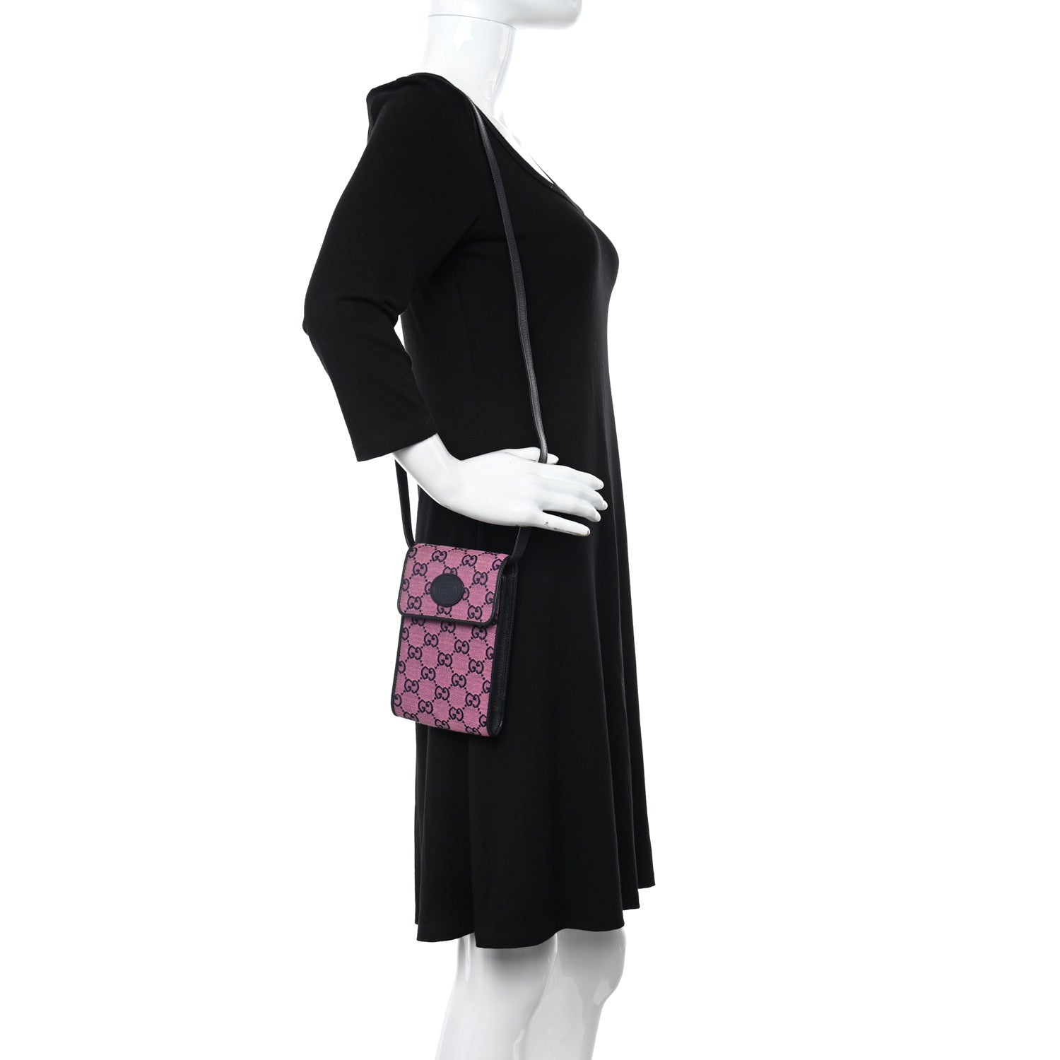Gucci Monogram Multicolor Textured Calfskin Mini Retro Interlocking G Crossbody Bag Pink 2 of 11
