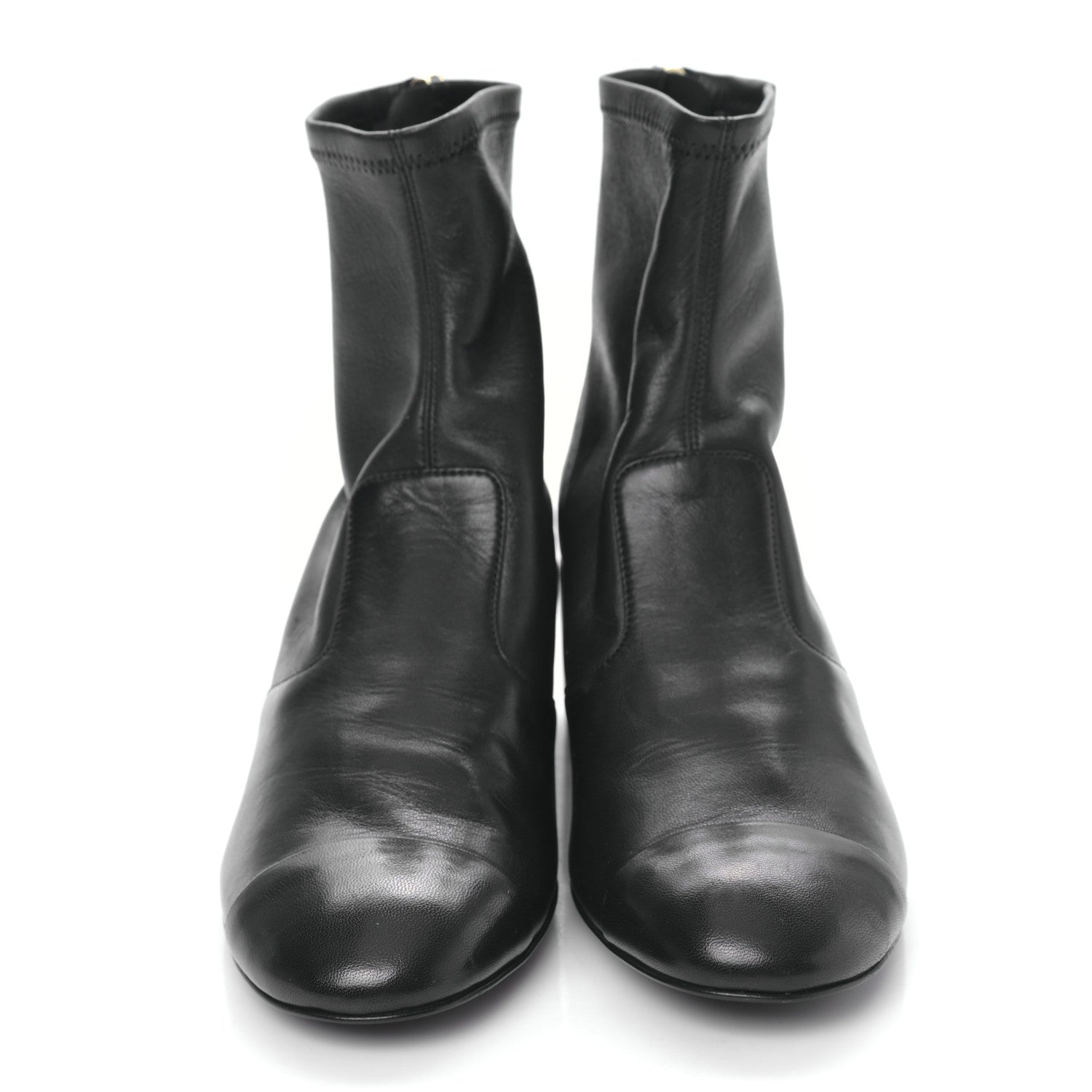 Chanel Lambskin Logo Ankle Boots 36.5 Black 2 of 8