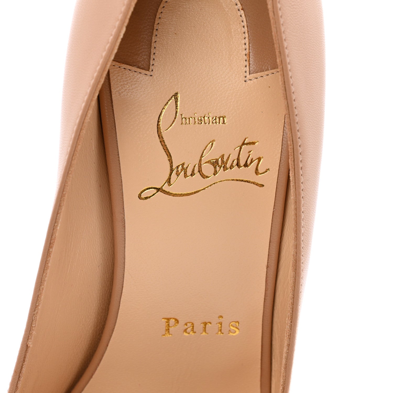 Christian Louboutin Kid Bareta 100 Pumps 37 Nude Light Gold 9 of 22