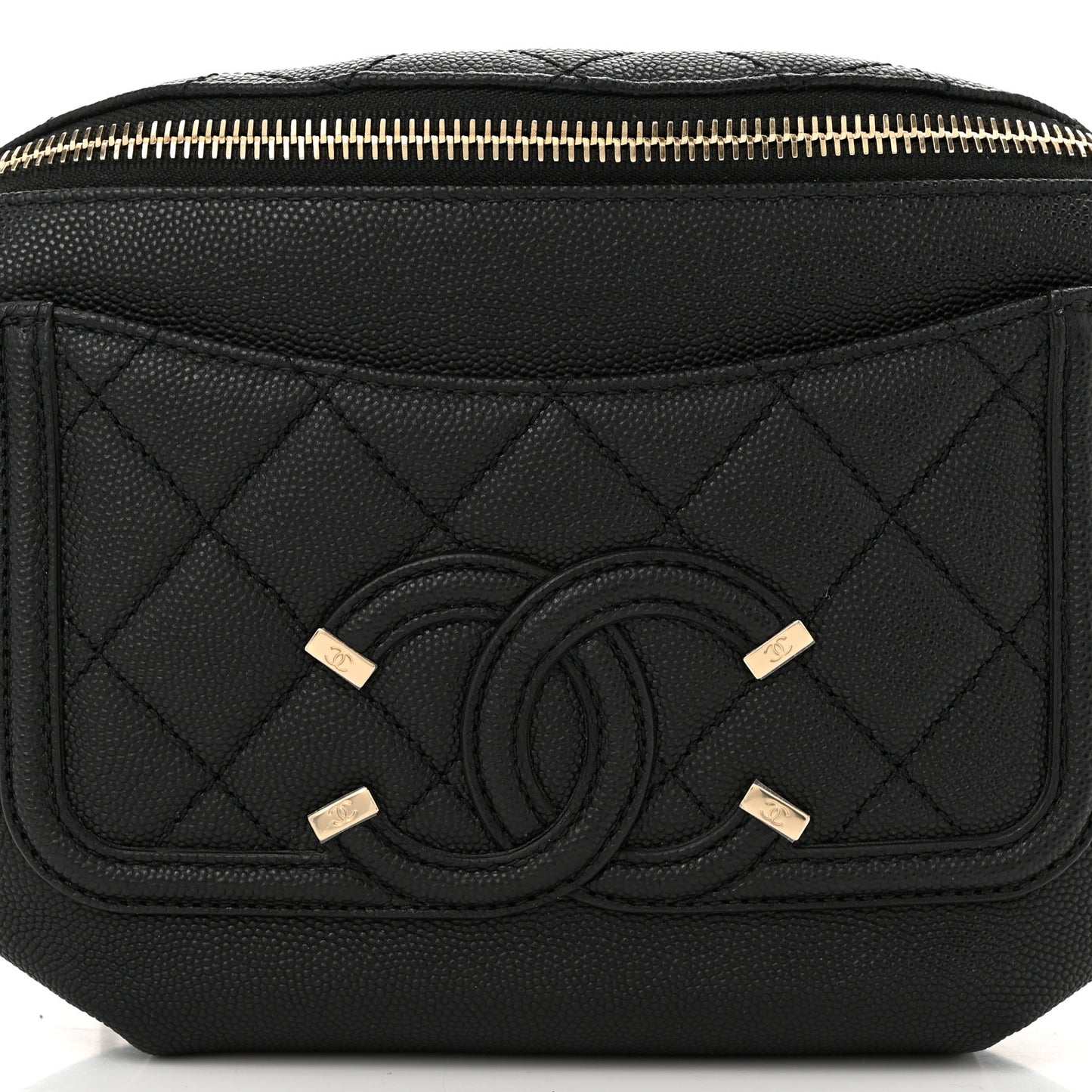 Caviar Quilted Filigree Waist Bag Black