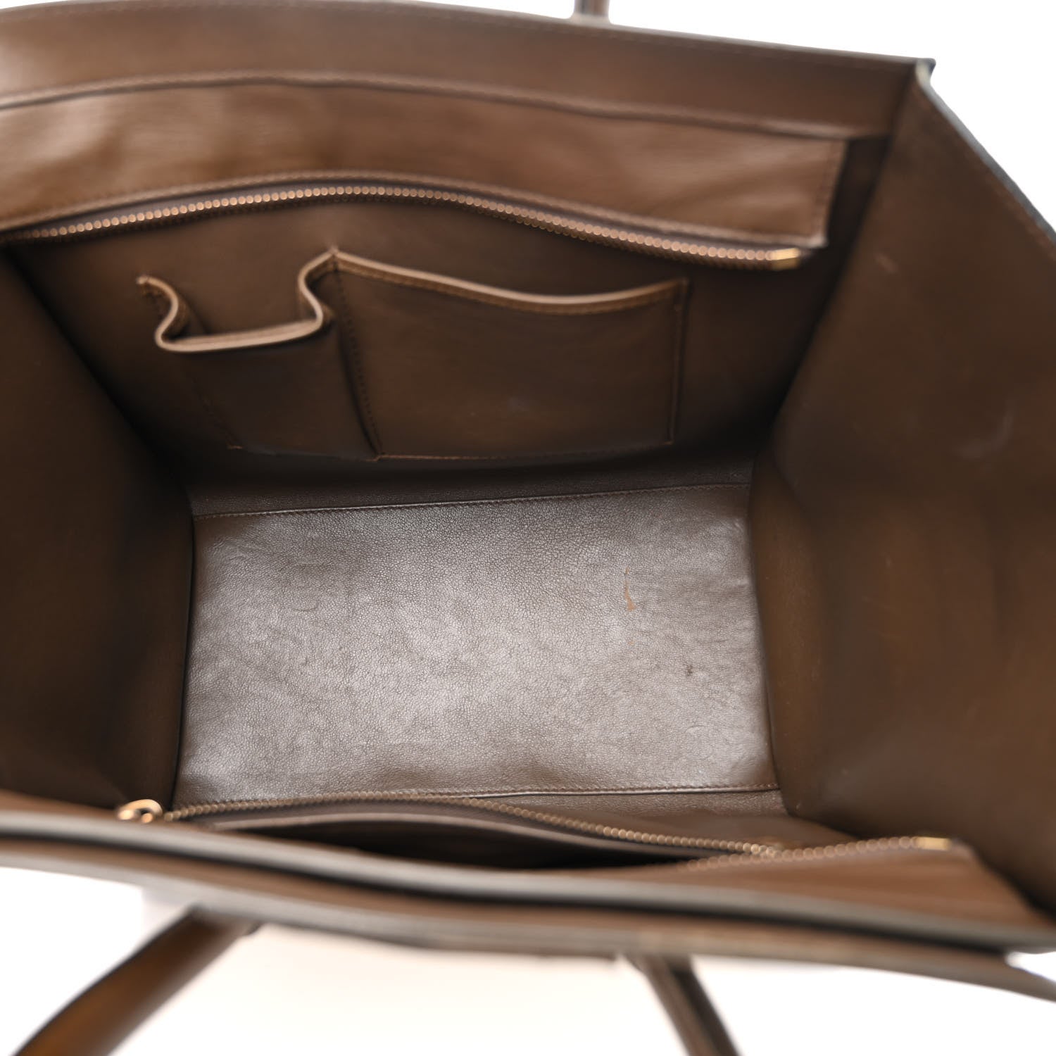 Celine Textured Calfskin Suede Tri-color Mini Luggage Cream 5 of 16