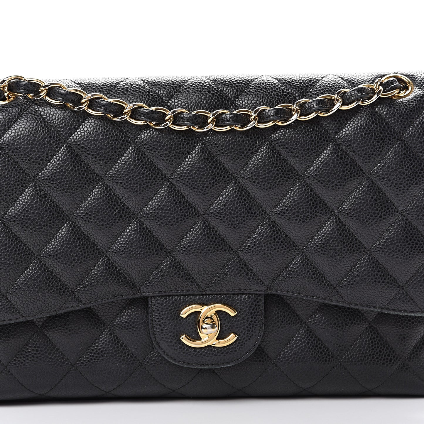 Caviar Quilted Jumbo Double Flap Black