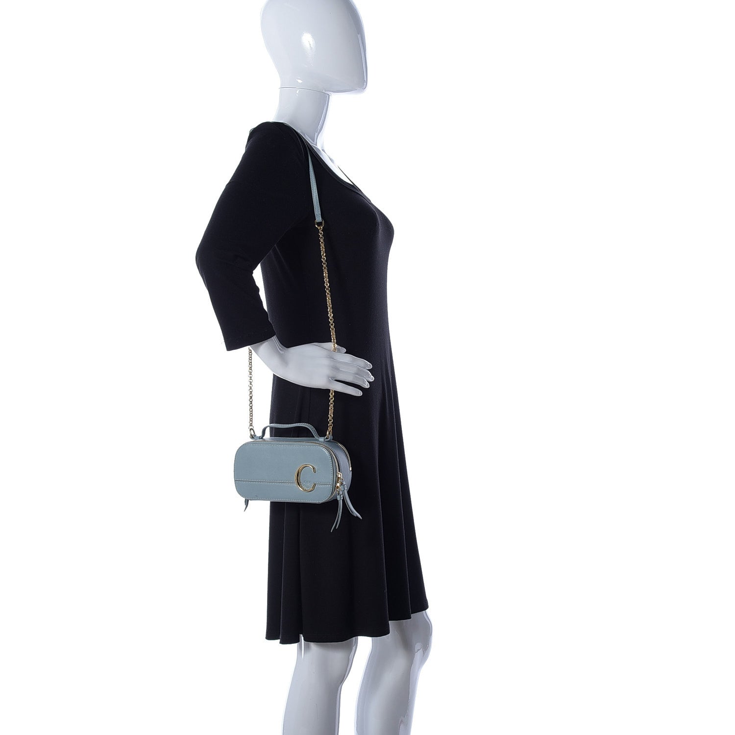 Chloe Shiny Calfskin Mini Vanity C Bag Faded Blue 2 of 20
