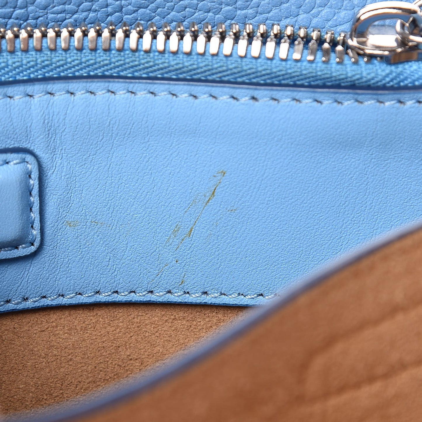 Grained Calfskin Mini Milla Tote Mediterranean Blue