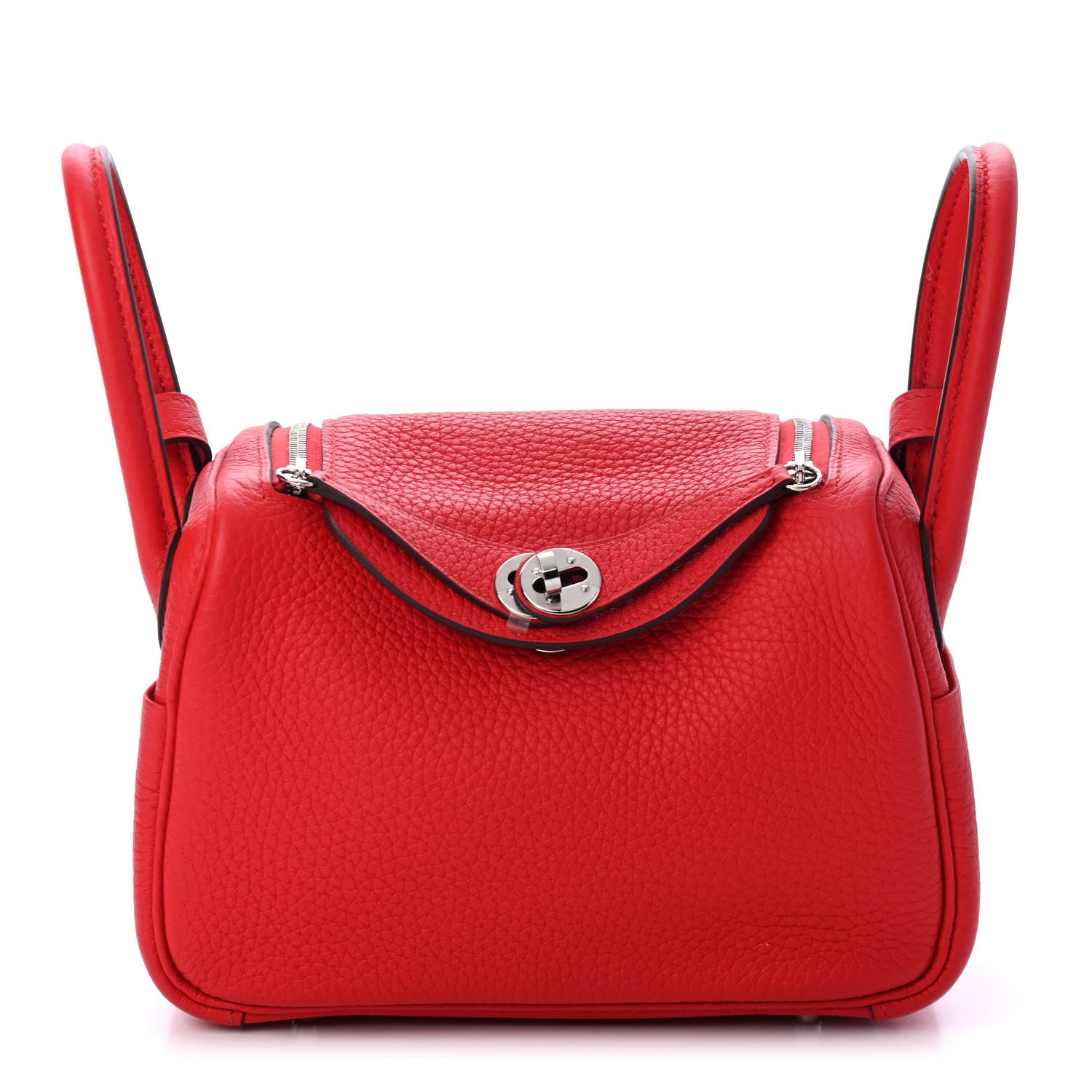 Hermes Taurillon Clemence Mini Lindy 20 Rouge De Coeur 1 of 4