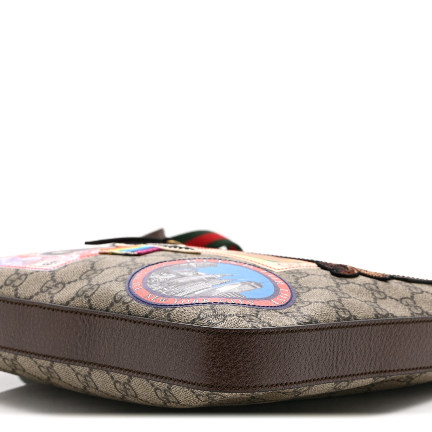 Gucci Soft GG Supreme Monogram Courrier Web Medium Flat Messenger Bag Beige New Acero Multicolor 10 of 11