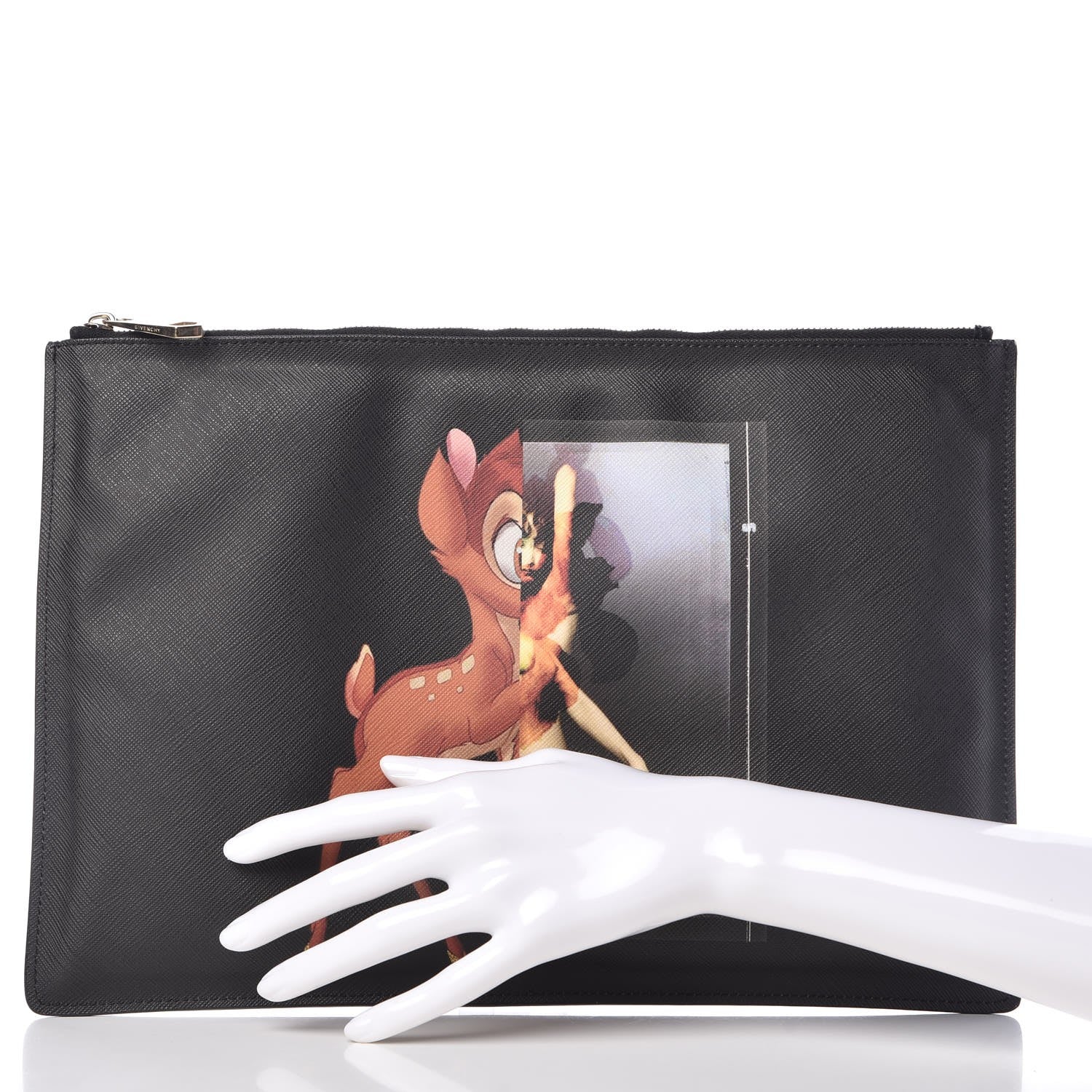 Givenchy Textured Coated Canvas Bambi Print Medium Cosmetic Pouch Black 2 of 10