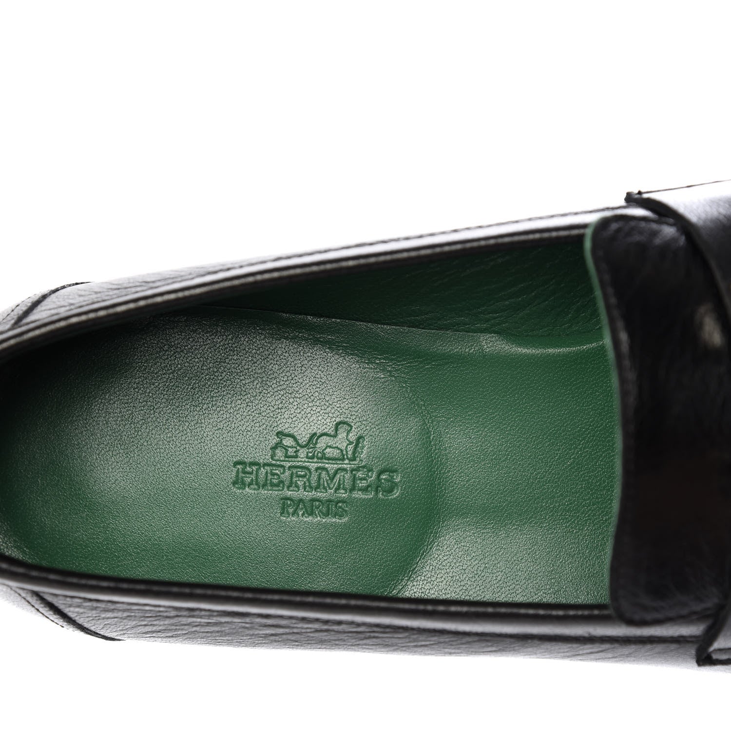 Hermes Goatskin Mens Paris Loafers 38 Black 9 of 10