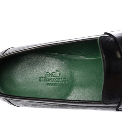 Hermes Goatskin Mens Paris Loafers 38 Black 9 of 10