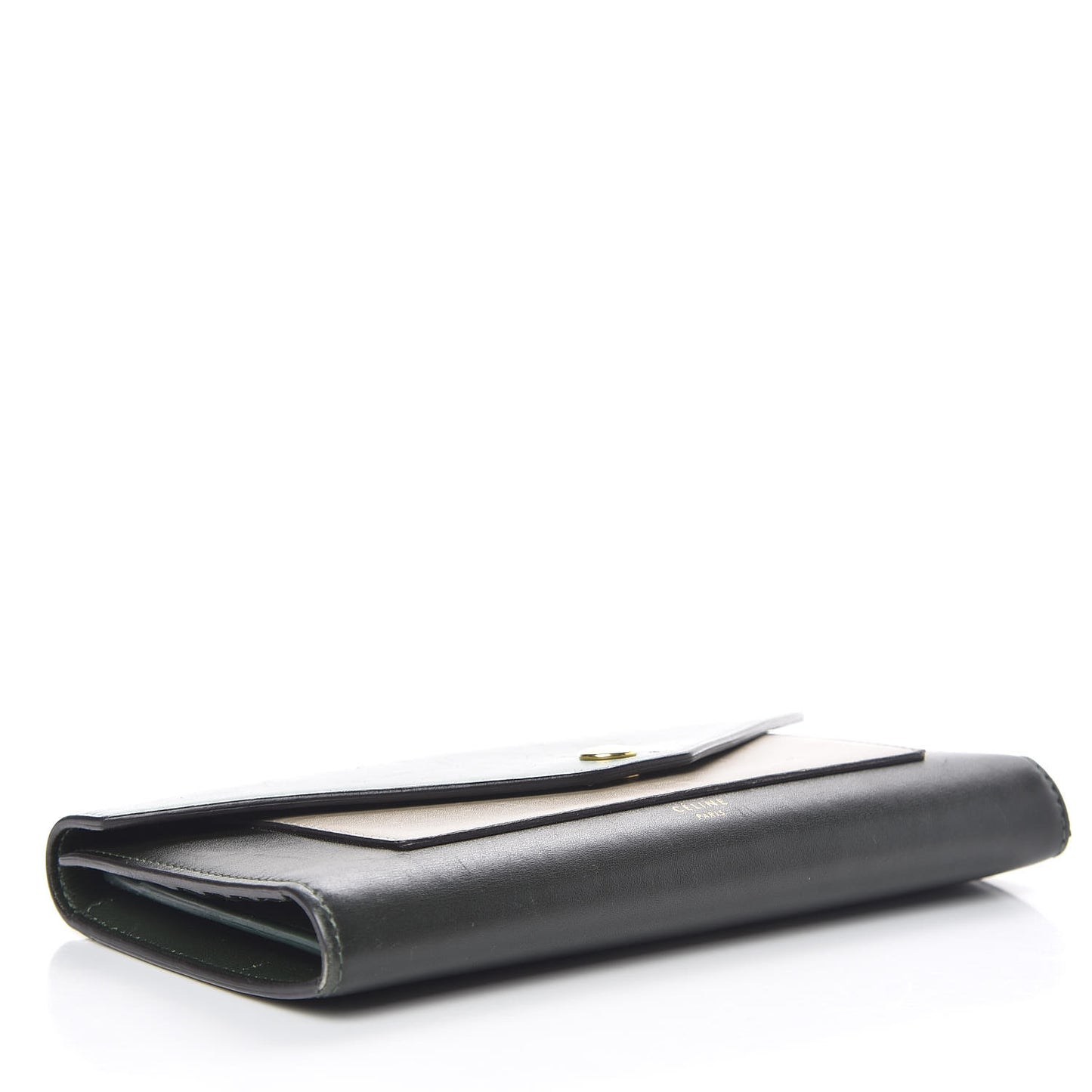 Smooth Calfskin Pocket Tri-Fold Multifunction Envelope Flap Wallet Jade