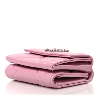 Chanel Goatskin Quilted Chanel 19 Small Flap Wallet Pink 7 of 7