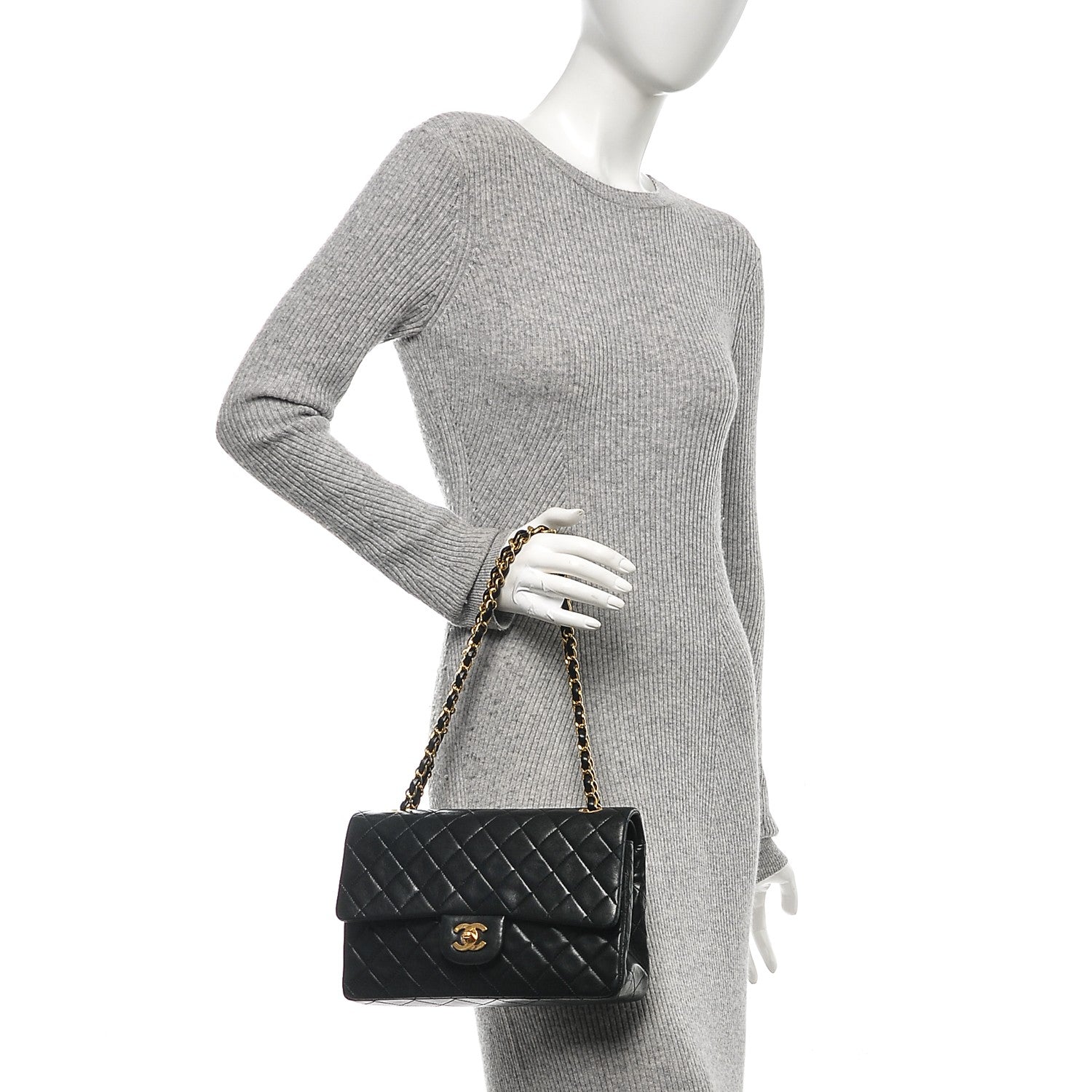Chanel Lambskin Quilted Medium Double Flap Black 2 of 8