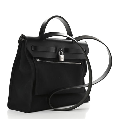 Hermes Military Toile Vache Hunter Herbag Zip PM 31 Black 4 of 11