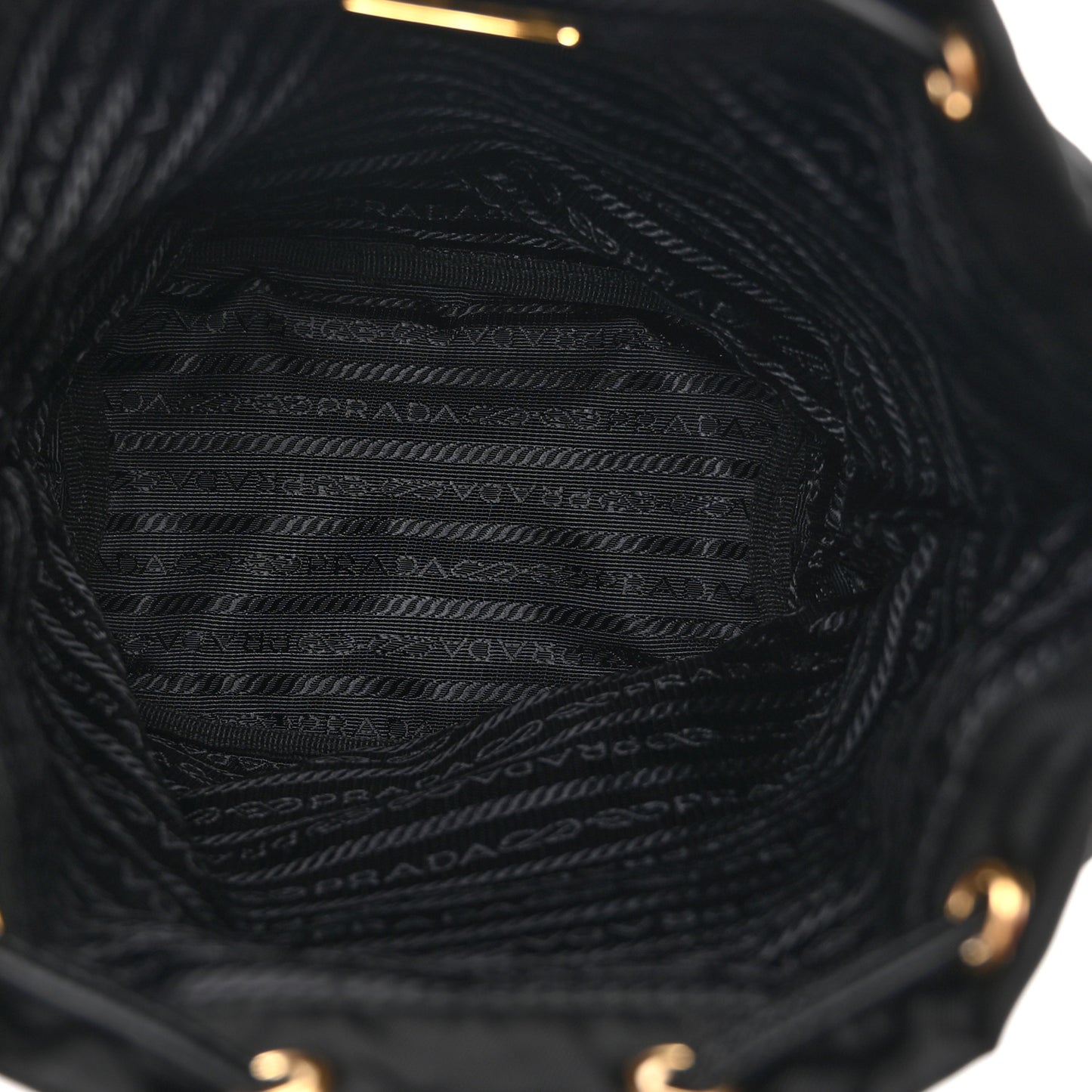Saffiano Tessuto Nylon Vela Bucket Wristlet Black