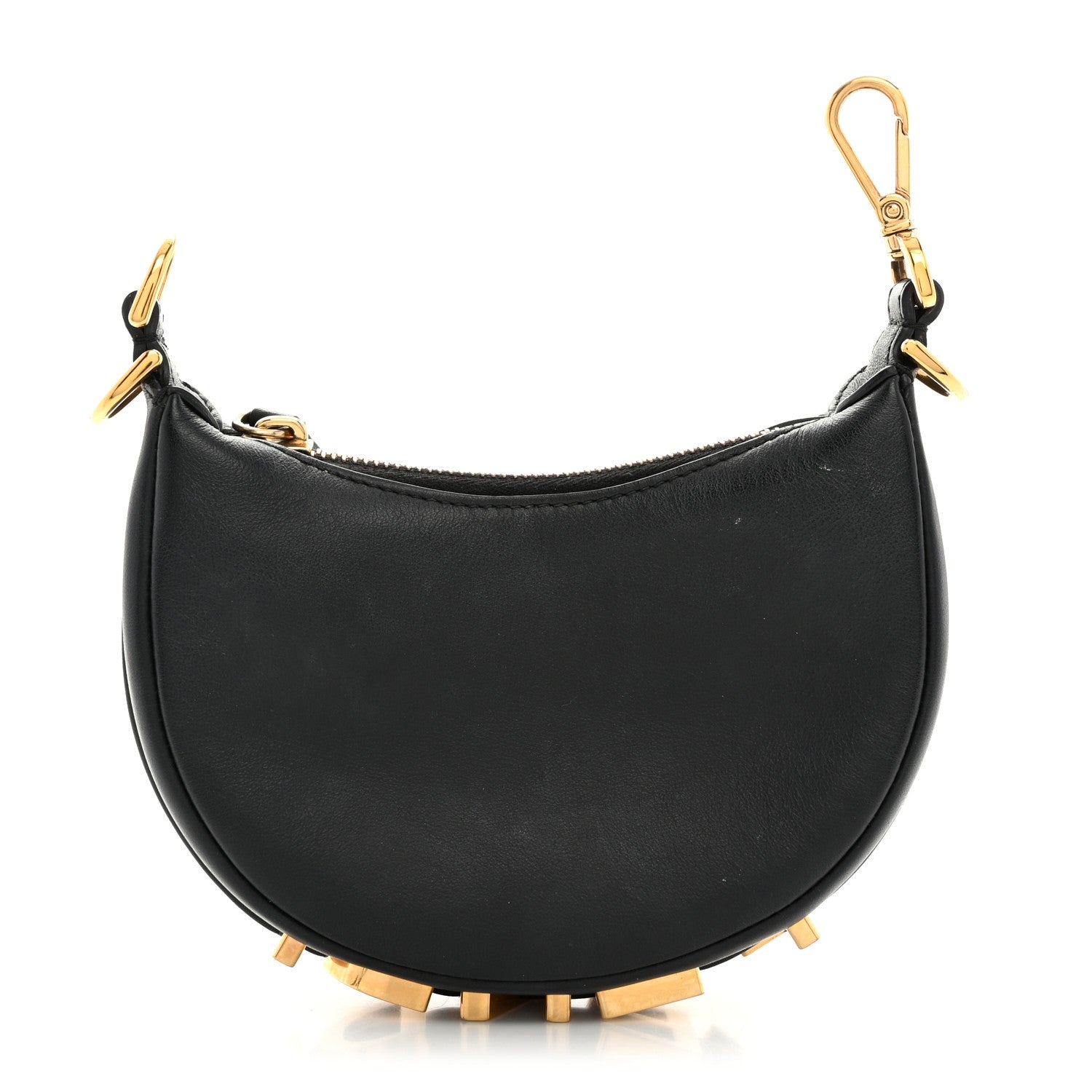Fendi Vitello Grace Matte Nano Fendigraphy Hobo Charm Black 1 of 7