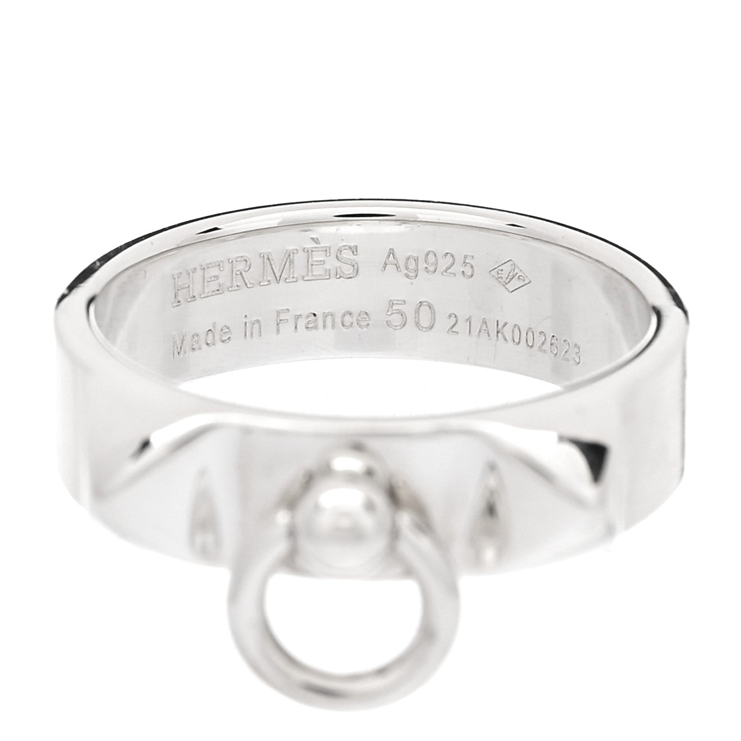 Hermes Sterling Silver PM Collier De Chien Ring 50 5.25 4 of 5