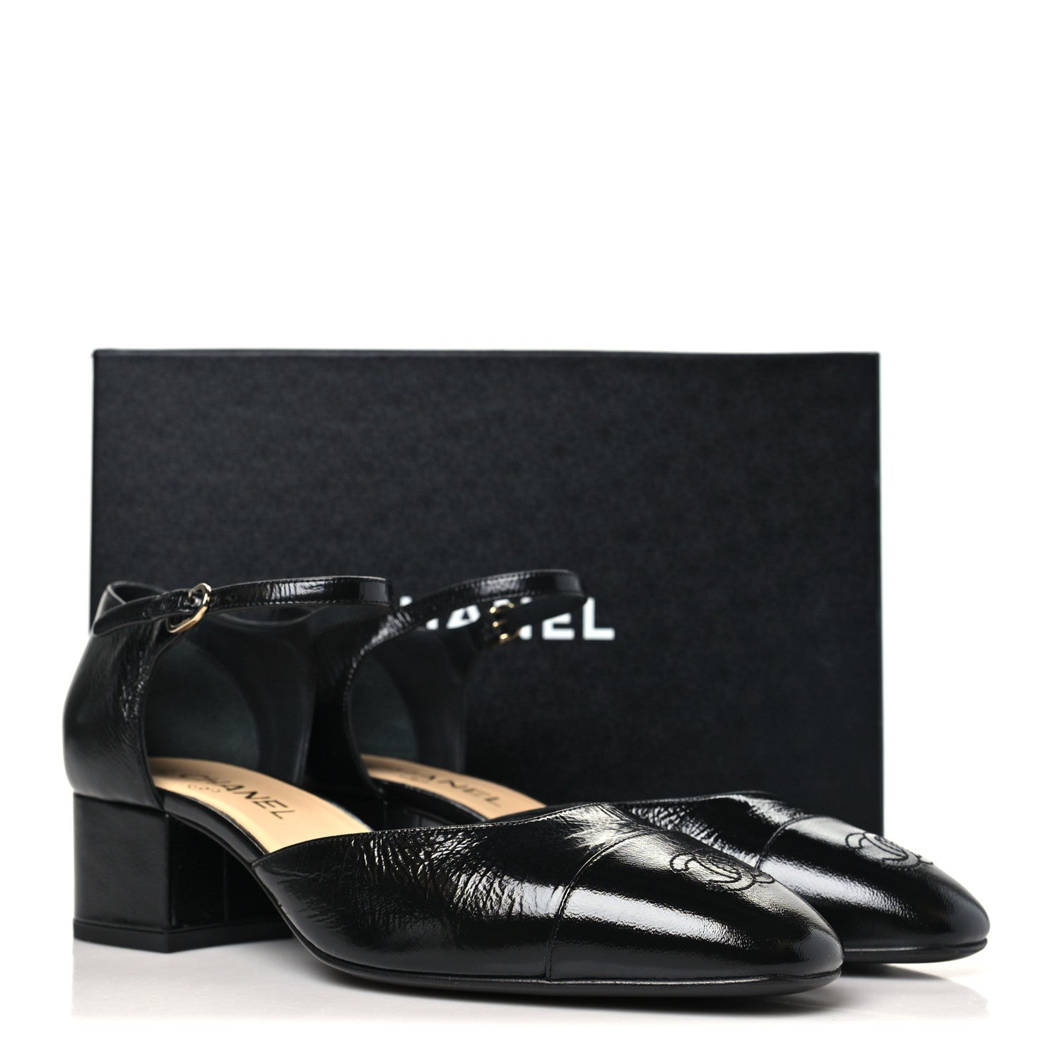 Chanel Shiny Lambskin CC Cap Toe Mary Janes Pumps 40 Black 10 of 10