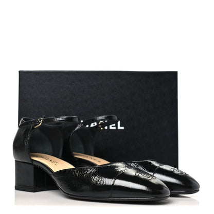 Chanel Shiny Lambskin CC Cap Toe Mary Janes Pumps 40 Black 10 of 10