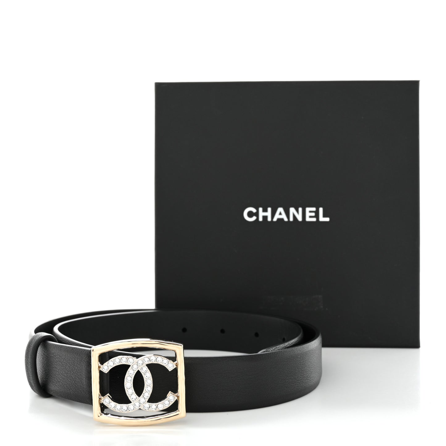 Calfskin Crystal CC Vendome Belt 85 34 Black