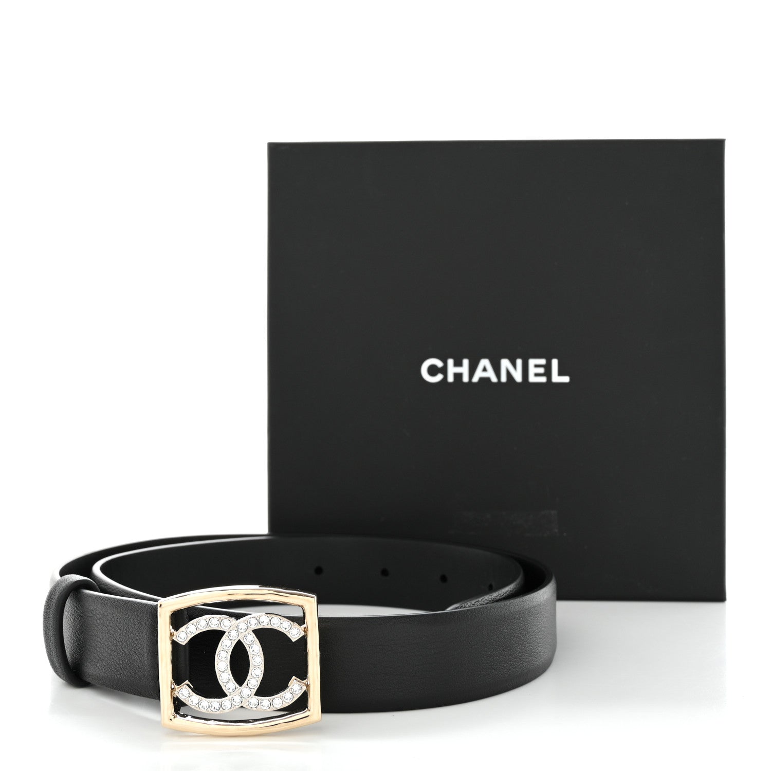 Chanel Calfskin Crystal CC Vendome Belt 85 34 Black 7 of 7