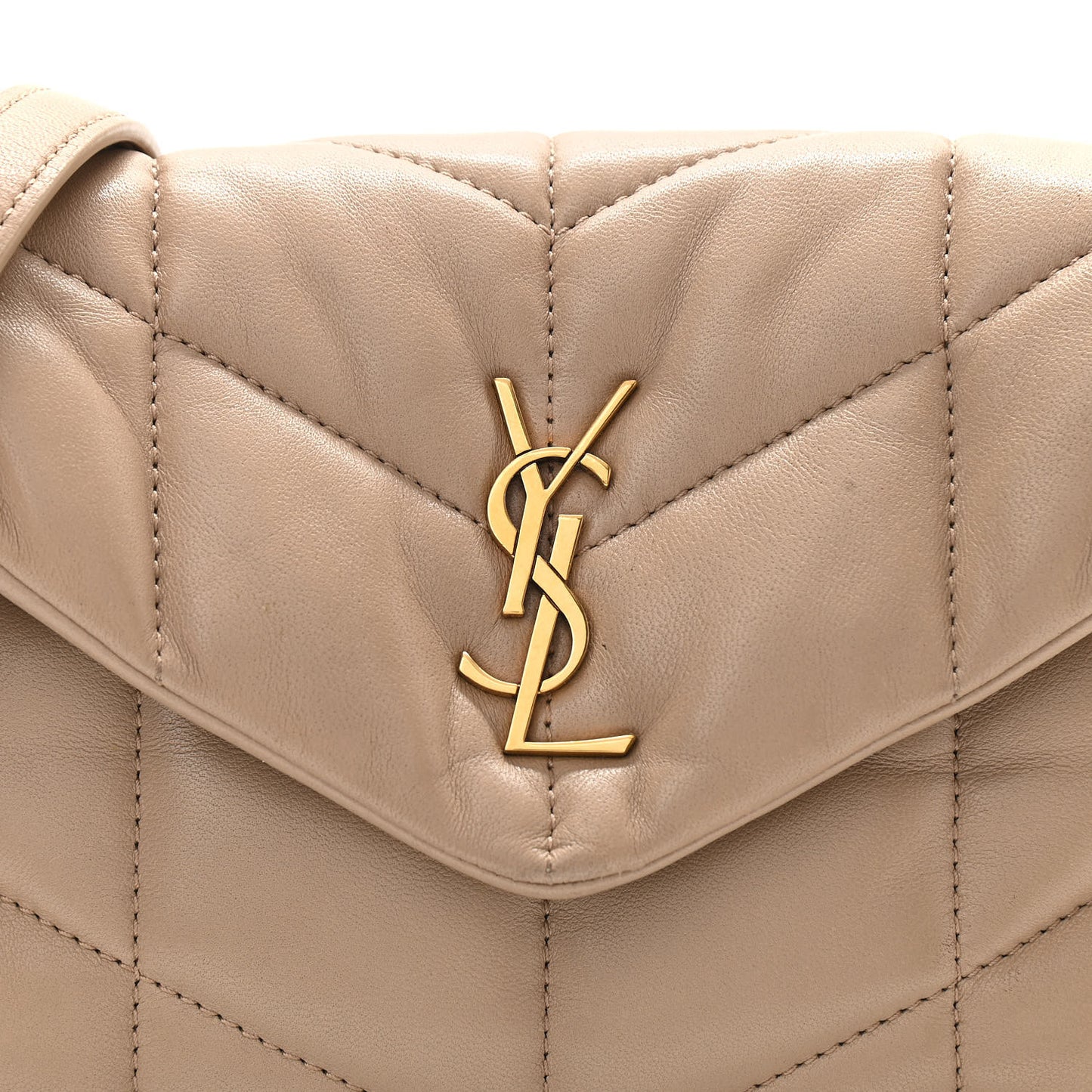 Lambskin Quilted Toy Loulou Puffer Monogram Chain Satchel Nude Powder
