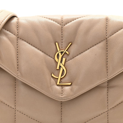 Saint Laurent Lambskin Quilted Toy Loulou Puffer Monogram Chain Satchel Nude Powder 7 of 12