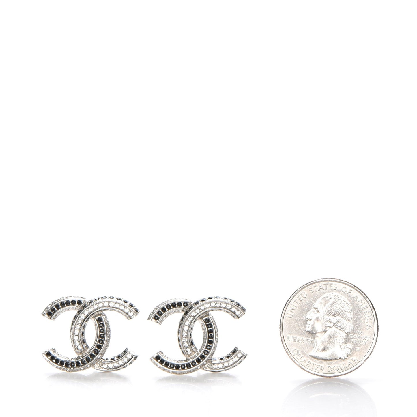 Crystal CC Earrings Silver Black