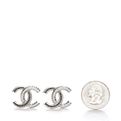 Chanel Crystal CC Earrings Silver Black 3 of 5